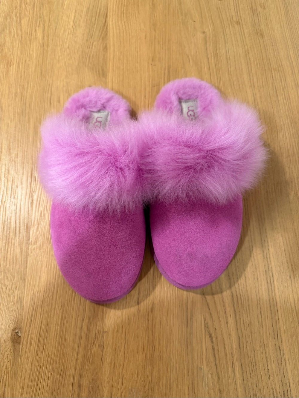 UGG Pink Plush Fur Slide Slippers